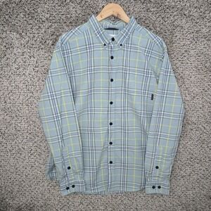 Columbia Shirt Mens Large Blue Plaid Button Down Long Sleeve Outdoor Pocket